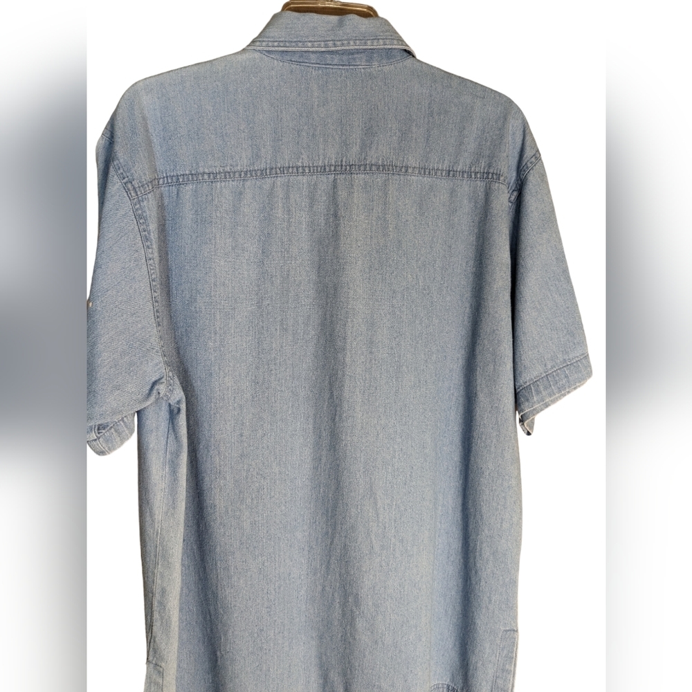 LAS OLAS denim look western/cowgirl button down shirt with rhinestones on front - Picture 5 of 14